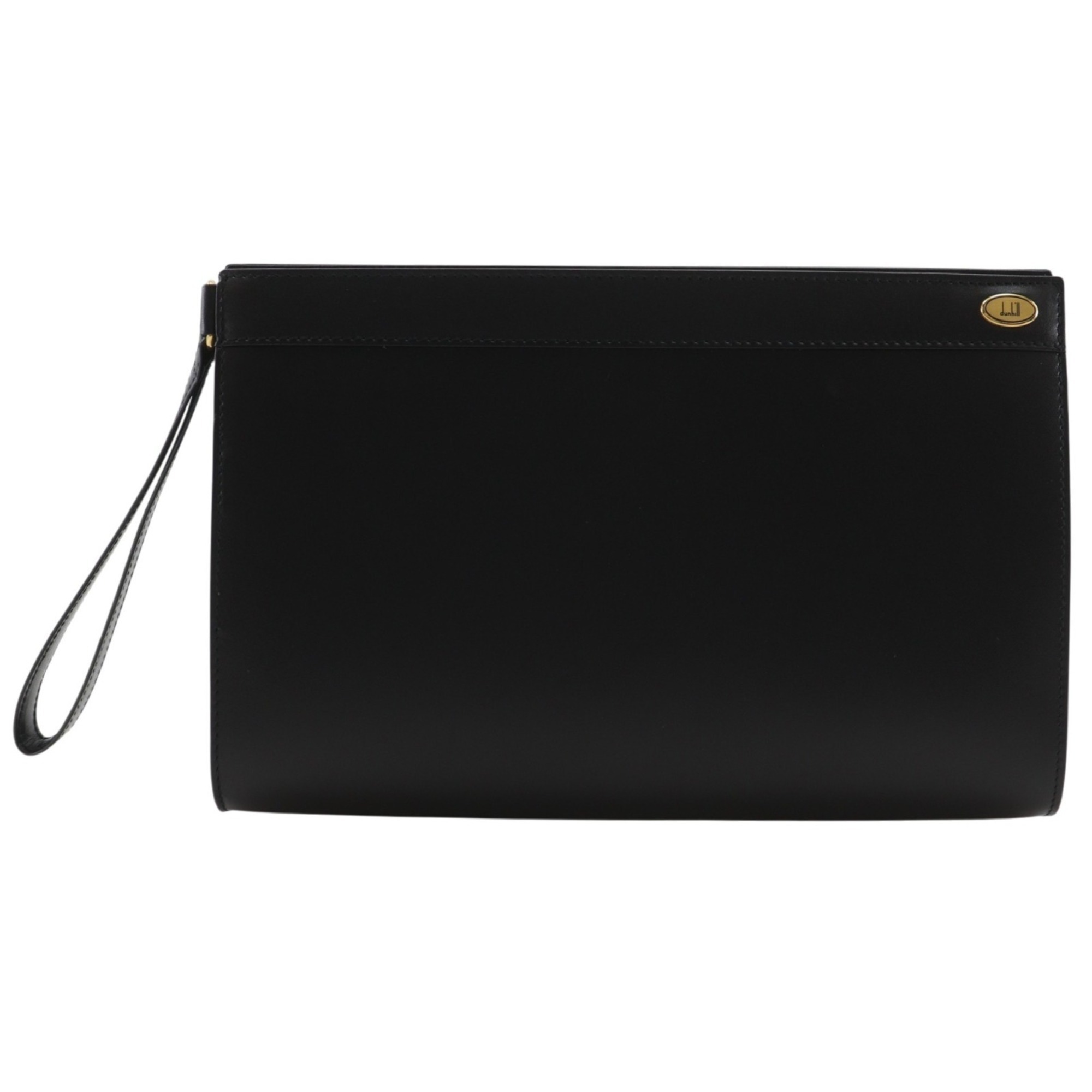 Dunhill Leather Second Bag, Black, A5 Size, Men's